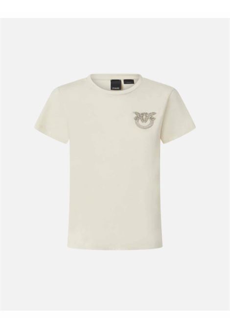 T-shirt maniche corte con ricamo gioiello Love Birds PINKO | T-shirt | 1003320 A24EZ12